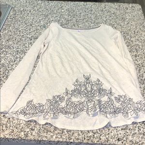 S Xhilaration Long Sleeve Tan Shirt with Print